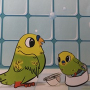 Little Budgie and Mummy Budgie