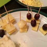 Cheese, Grapes, and Pineapple on Toothpicks