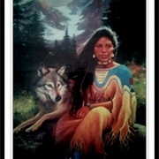 Native Woman and Wolf