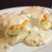 Southern Style Biscuits Topped With Country Gravy