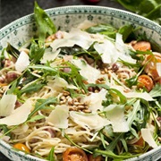 Spaghetti Met Pancetta, Kerstomaat En Rucola