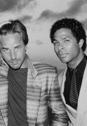 Don Johnson and Philip Michael Thomas in Miami Vice (1984)