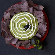 Spider Web Guacamole With Tortilla Chips