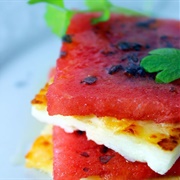 Watermelon & Haloumi Salad With Black Salt