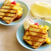 Pineapple With Pound Cake and Rum-Caramel Sauce