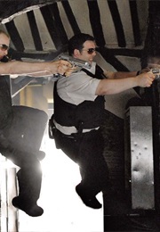 Nick Frost and Simon Pegg in Hot Fuzz (2007)