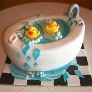 Rubber Duckie in the Bathtub Cake