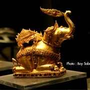 Gold Elephant From Wat Ratchaburana, National Museum, Ayutthaya, Thailand.
