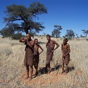 Meeting the Bushmen in Kalahari Desert, Namibia