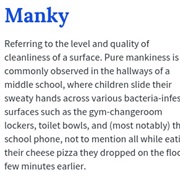 Manky = Dirty