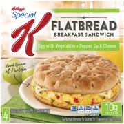 Special K Flatbread Breakfast Sandwich Egg With Vegetables and Pepper Jack Cheese