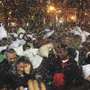 Valentine&#39;s Day Pillow Fight in San Francisco