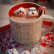 Draw Snowman Faces on Marshmallows