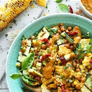 Chickpea Corn Courgette Salad