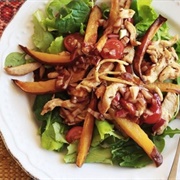Warm Chicken Salad With Sweet Potato Fries