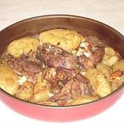 Roast Lamb, Potatoes and Feta Cheese