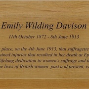Plaque to Emily Davison at EPsom Downs Racecourse