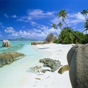 Relaxing at La Dique Beach on Seychelles