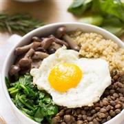 Balsamic Mushroom Egg Quinoa Bowl