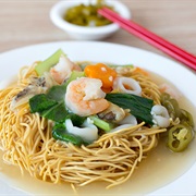 Asian Broth and Crispy Noodles