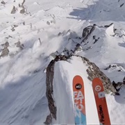 Skiing off a Cliff in the French Alps