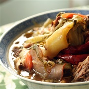 Chai Buey (Spicy Sour Mustard Greens Stew)