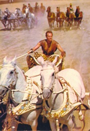 The Chariot Race Between Messala & Judah in Ben-Hur (1959)