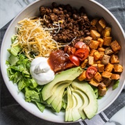 Lentil Sweet Potato Taco Bowl