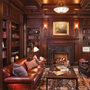 Wood-Paneled Library