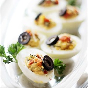 Bacon and Olive Deviled Eggs