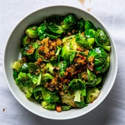 Lemony Brussel Sprouts With Bacon and Breadcrumbs
