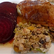 Roast Chicken With Burghul Stuffing