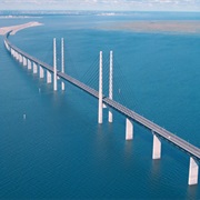 Crossing the Oresund Bridge to Malmo, Sweden