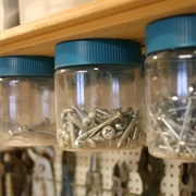 Reuse Peanut Butter Jars for Screw/Nail Storage