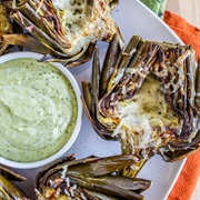 Grilled Artichokes With Lemon Oregano Mayonnaise