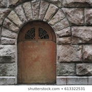Wooden Door in Stone Wall