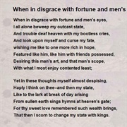 When, in Disgrace With Fortune and Men's Eyes (Shakespeare)