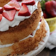 Strawberry Lemon Fluff Angel Food Cake