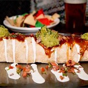 The Rockhouse: 4 Lb Carne Asade Burrito With Three Tortillas and Fries in 20 Min