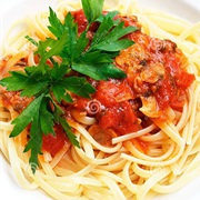 Spaghetti With Manhattan Clam Chowder