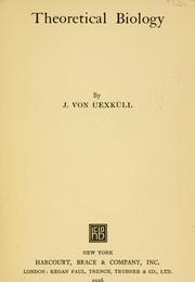 Theoretical Biology (Uexküll)