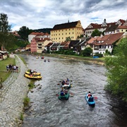 Rafting the Vltava River in Cesky Krumlov