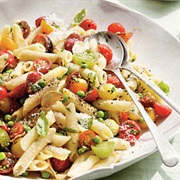 Penne With Herbs, Tomatoes, and Peas