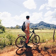 Cycling Through the Valle De Viñales, Cuba