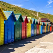 Whitby Beach Huts, North Yorkshire, England