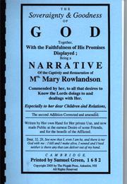 A Narrative of the Captivity and Restoration of Mrs Mary Rowlandson