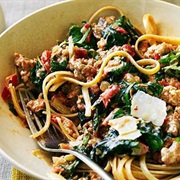 Spicy Sausage and Chard Pasta