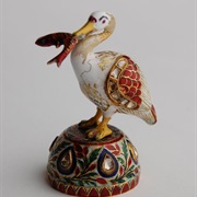 Enameled Pelican With Diamonds