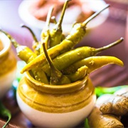 Green Chilies Pickle-Farm Fresh Luscious Green Chilies in Flavour of Mustard Seeds and Freshly Squee
