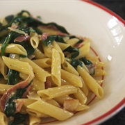 Penne Met Spinazie En Pancetta